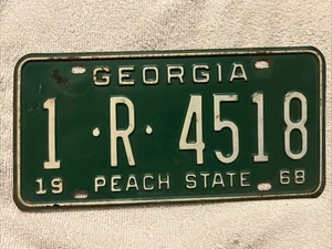 Vintage 1968 Georgia License Plate - Picture 1 of 2