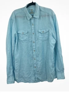 ISLANDER 100% Linen Long Sleeve Mens Shirt Size Medium Sky blue - Picture 1 of 6