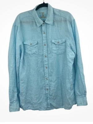 Camisa ISLANDER 100 % lino manga larga para hombre talla mediana azul cielo Foto 1 de 4