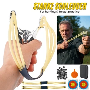 Outdoor Hunting Slingshot Stainless Steel Catapult Powerful Shooting Sling Bow - Picture 1 of 15