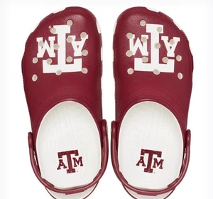 NEW ADULT CROCS NCAA TEXAS A&M AGGIES CLASSIC CLOG SIZE 6 7 8 9 10 11 12 - Picture 1 of 2