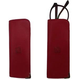 Elegant Full Grain Leather Spectacles Case - Ultimate Eye Protection in Red - Picture 1 of 8