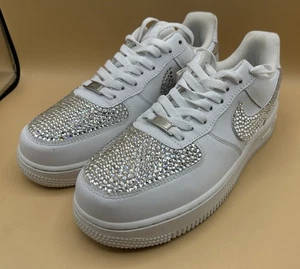 Nike Air Force 1 Scarpe Basse Bling Bedazzled - Bianco - Taglia 7 Uomo - Foto 1 di 16