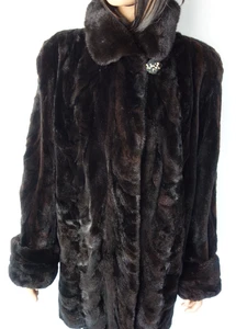 Herrlicher Samtnerz Seiden Dark Nerz Pelzmantel Gr.40 42 geschoren Mink - Bild 1 von 9