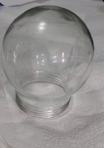 Vintage Light Cover 6" Threaded Hand Blown Clear Glass Globe Heavy - Picture 1 of 13