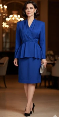 VTG 90s Liz Claiborne 100% Silk Popover Royal Blue Power Dress Womens Size 6 - Image 1 of 4