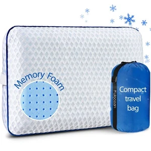 Cooling Travel & Camping Memory Foam Pillow for Sleeping,Contoured Support Me... - Bild 1 von 9