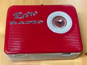 RETRO RADIO SILVER CRANE TIN LUNCH BOX - Picture 1 of 4