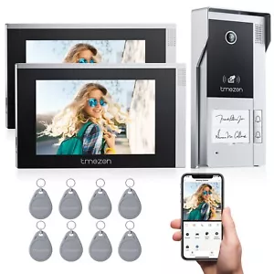 TMEZON 1080P WLAN Video Türsprechanlage Türklingel mit 2x 7" Touch Monitor PIR - Bild 1 von 14
