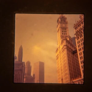 Diapositiva fotografica Wrigley Building Chicago Skyline 1971 - Foto 1 di 1
