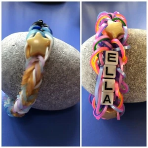 Personalized beaded friendship galaxy comet Rainbow Loom rubber band bracelet - Picture 1 of 11