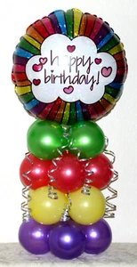 HAPPY BIRTHDAY RAINBOW FOIL BALLOON DISPLAY KITS - TABLE DECORATION UK SELLER - Picture 1 of 3