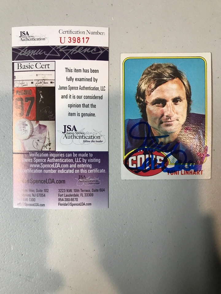 Toni Linhart Autograph Signed 1976 Topps Card 209 Auto JSA - Image 1 of 3