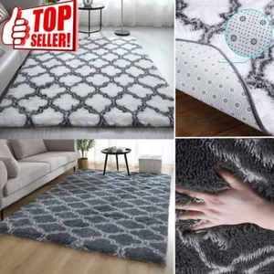Alfombras grandes esponjosas sala de estar dormitorio alfombra antideslizante decoración moderna - Imagen 1 de 20