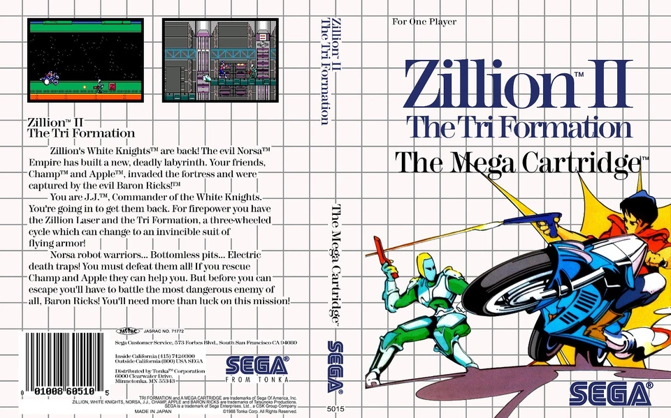 - Zillion II 2 Master System Box Art Case Insert Cover Only - Image 1 of 1