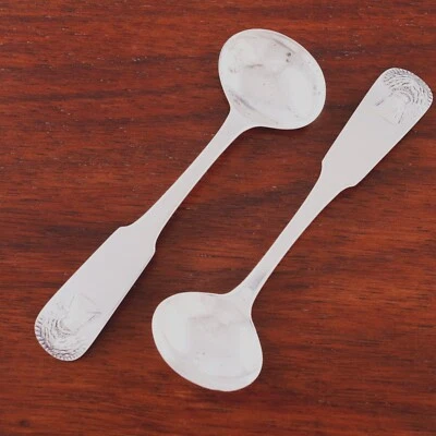 2 EXCELENTES MONEDAS DE STEPHEN REED NYC CUCHARAS DE SAL DE PLATA GAVILLAS DE TRIGO 1810-40 Foto 1 de 4