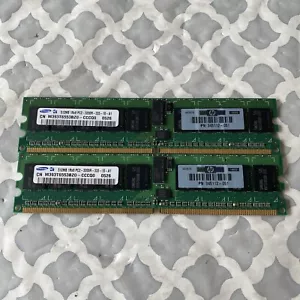 HP 345112-051 1GB Kit (2x 512MB) DDR2 PC2-3200 ECC ELPIDA SAMSUNG HP - Picture 1 of 4
