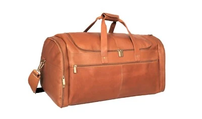 BOLSO DE LONA DAVID KING COLOMBIANO CUERO 22" MULTIBOLSILLO COÑAC Foto 1 de 4