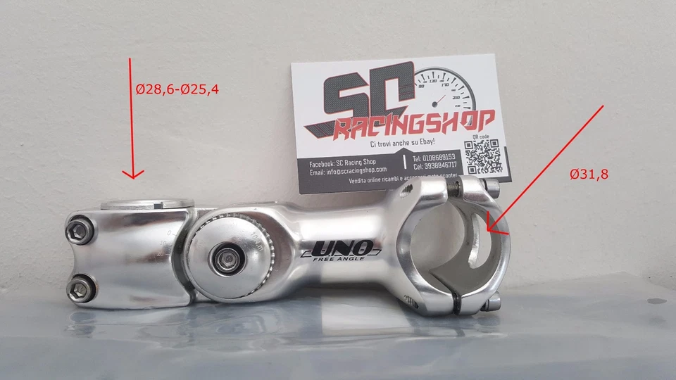 ATTACCO MANUBRIO UNO SILVER REGOLABILE SCATTO FISSO BICI BICICLETTA MTB BMX - Immagine 1 di 1