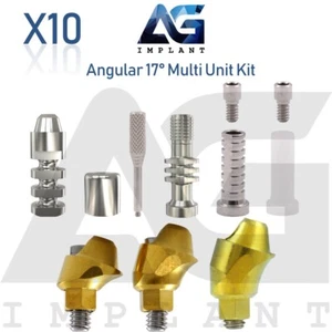 10 Angular 17° Multi Unit 1.6 Full Kit Prosthetic Int Hex Titanium 2.42mm - Picture 1 of 4
