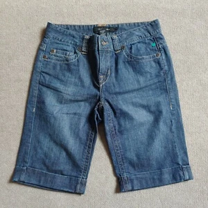 Calvin Klein Jeans Bermuda Denim Pantaloncini Donna Taglia 6 Blu Polsini Cotone Elasticizzato - Foto 1 di 5