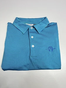 KJUS Comfort Golf Polo Aqua w/ Blue Stripes ADIOS GOLF CLUB 48 Small - Picture 1 of 5