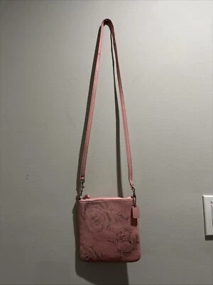 Coach 43833 Jewel Flower Rose Leather Crossbody Pink & Silver HTF RARE - Image 1 of 4