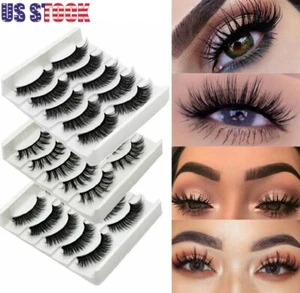 5 Pairs 3D Natural False Eyelashes Long Thick Mixed Fake Eye Lashes Makeup Mink - Picture 1 of 16