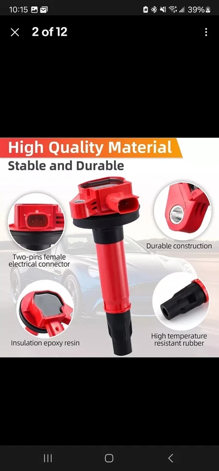 Paquete de 6 bobinas de encendido UF553 para Ford Explorer F150 Lincoln MKT Mazda 3,5 L 3,7 L V6 Foto 1 de 4