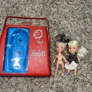 VTG REMCO MAGIC BUTTON HEIDI POCKETBOOK DOLL RED CARRYING CASE & TLC FRIEND - Picture 1 of 6