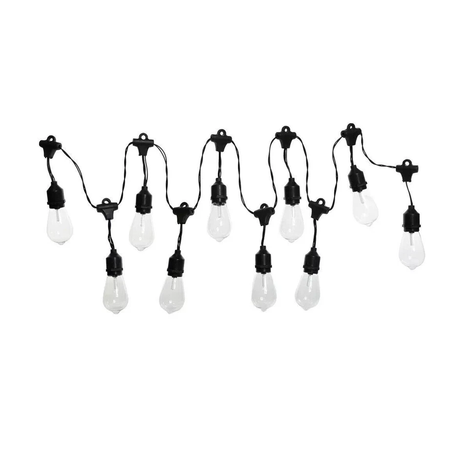 Cadena de luces LED Edison integradas de 10 quilates con temporizador - cable negro - Alpine Foto 1 de 4