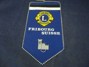 Vintage Lions Club International Banner Flag Fribourg Switzerland - Foto 1 di 2