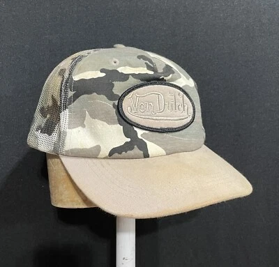 Boné de beisebol Distressed Von Dutch neve inverno camuflagem malha Snapback boné caminhoneiro - Imagem 1 de 4