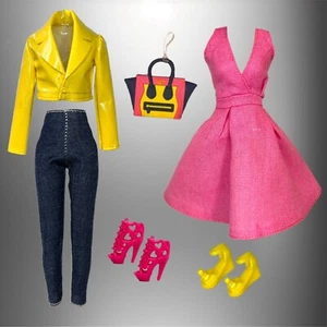 Eledoll Clothes Fashion Pack for 12 inch Doll Pink Yellow mini Set - Picture 1 of 2