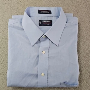 Stafford Dress Shirt Mens 17.5 38/39 X-Tall Blue Travel Performance Super Shirt - Picture 1 of 10