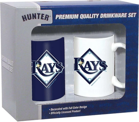 Tampa Bay Rays Ceramic Coffee Mug Set (2 Piece)  [NEW] MLB 11 Ounce Tea Tumbler Cover