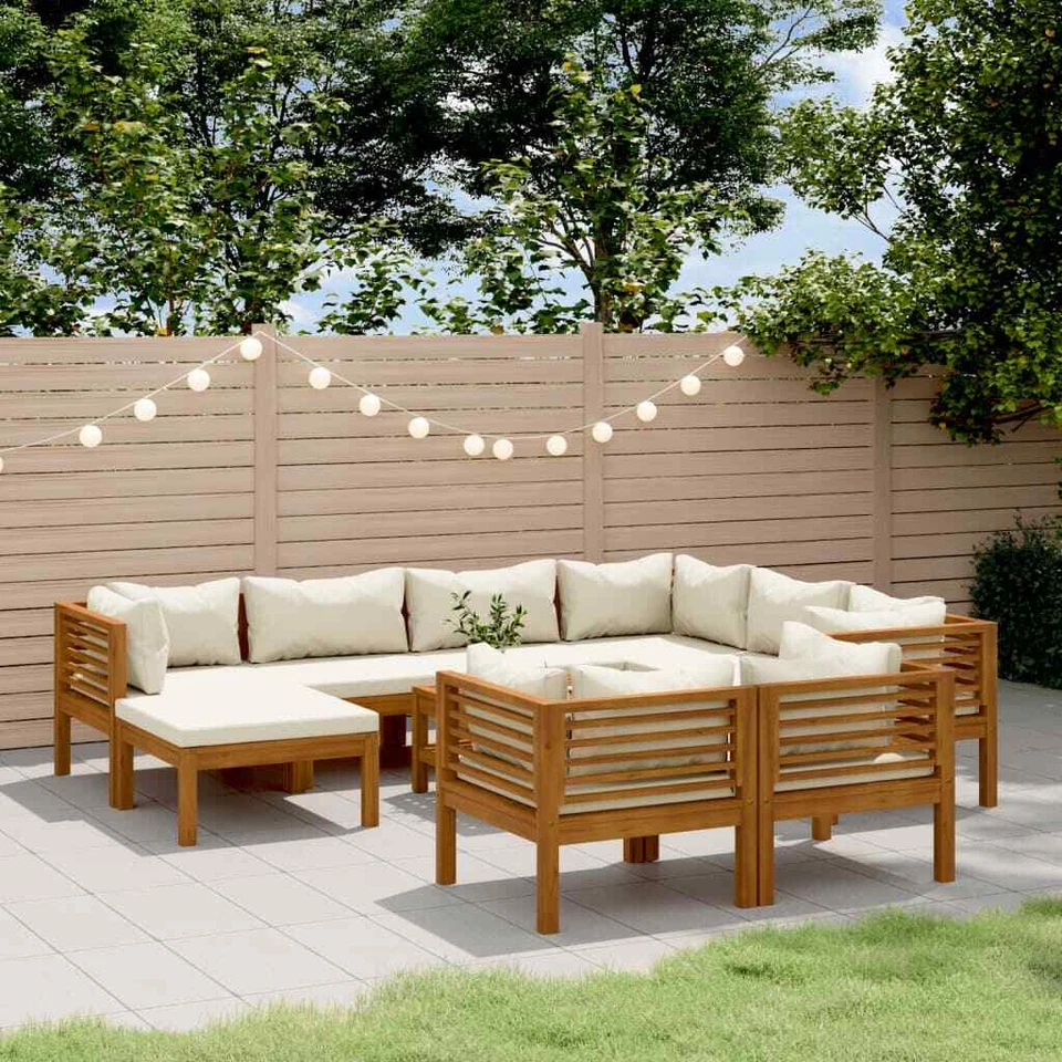 vidaXL 2-Sitzer-Gartensofa mit Creme Kissen Massivholz Akazie
