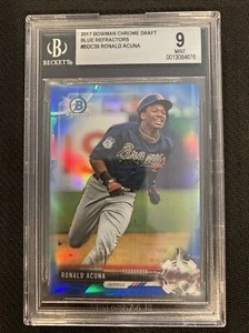 2017 Bowman Chrome Blue Refractor # /150 Ronald Acuna BGS 9 Mint - Picture 1 of 2