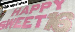 Carta de césped saludo 24" feliz dulce 16 rosa/brillo estacas de metal incluidas - Imagen 1 de 2