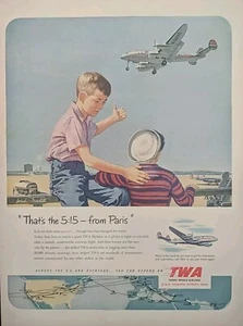 1951 TWA Vintage Print Ad, Flight From Paris France Back To The United States - Picture 1 of 1
