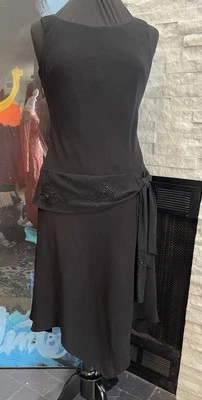 Vestido Evan PICONE Pequeño Negro Cintura Caída Cuentas Talla 10 Foto 1 de 4