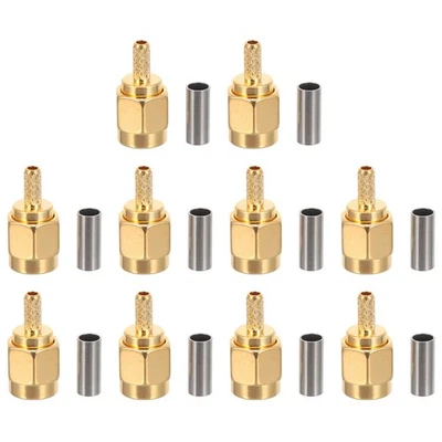 10pcs SMA Male Bulkhead Crimp Connector Coaxial Gold-Plating Adapter - Image 1 of 4