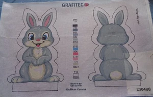 GRAFITEC BEDRUCKTE FARBE NADELSPITZE LEINWAND HASE KANINCHEN LEINWAND GRÖSSE 24" X 16" - Bild 1 von 1
