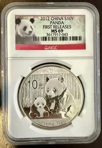 2012 CHINA SILVER PANDA NGC MS-69 ONE OF FIRST 30,000 STRUCK LABEL FIRST RELEASE - Picture 1 of 2