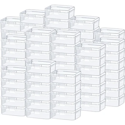 100 Pcs Clear Plastic Beads Storage Containers Box Small Clear Box with Hinged L - Image 1 of 4