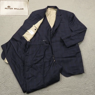 Traje Peter Millar 46R Lana Glen Cuadros 3 Piezas Chaleco Abrigo Deportivo Pantalón 36x30 Foto 1 de 4