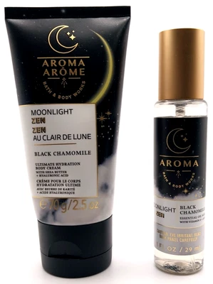 NEW! Bath & Body Works Moonlight Zen Black Chamomile Body Spray Mist Cream Minis - Image 1 of 2