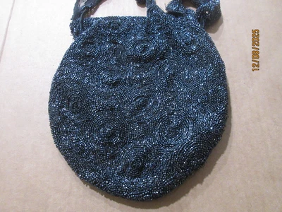Bolso de noche vintage con cuentas negro necesita reparación proyecto "tal cual" Foto 1 de 4