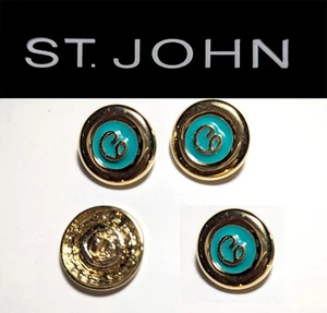 St John Knits (0.75) Inch Teal Enamel Gold Tone Round Logo Replacement Buttons - Picture 1 of 1