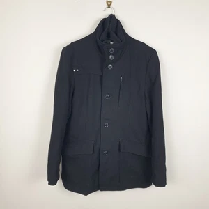 St George Jacket Mens Small Black Wool Blend Military Utility Smart Casual Coat - Picture 1 of 12